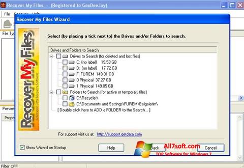 Στιγμιότυπο οθόνης Recover My Files Windows 7