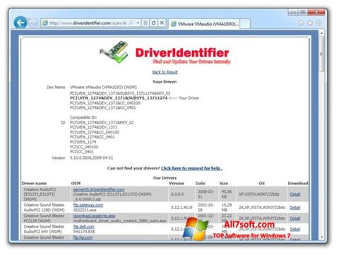 Στιγμιότυπο οθόνης Driver Identifier Windows 7
