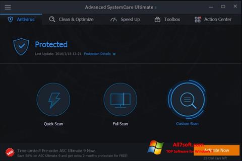 Στιγμιότυπο οθόνης Advanced SystemCare Windows 7