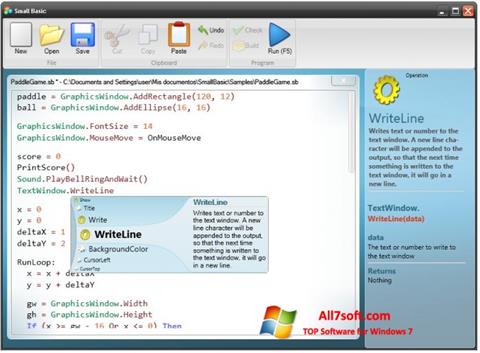 Στιγμιότυπο οθόνης Small Basic Windows 7