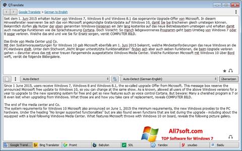 Στιγμιότυπο οθόνης QTranslate Windows 7
