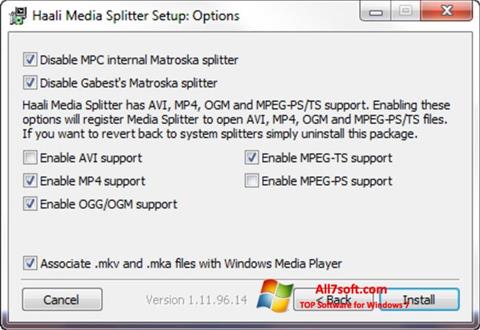 Στιγμιότυπο οθόνης Haali Media Splitter Windows 7