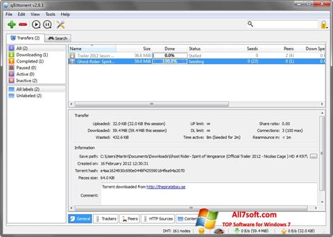 Στιγμιότυπο οθόνης qBittorrent Windows 7