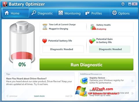 Στιγμιότυπο οθόνης Battery Optimizer Windows 7