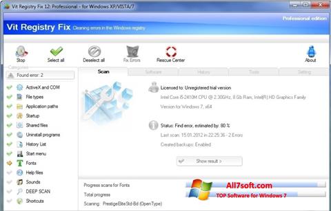 Στιγμιότυπο οθόνης Vit Registry Fix Windows 7