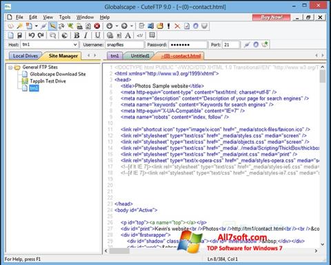Στιγμιότυπο οθόνης CuteFTP Windows 7