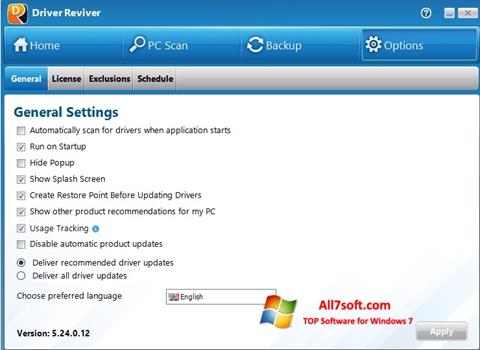 Στιγμιότυπο οθόνης Driver Reviver Windows 7