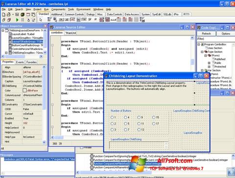 Στιγμιότυπο οθόνης Lazarus Windows 7