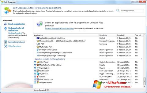 Στιγμιότυπο οθόνης Soft Organizer Windows 7