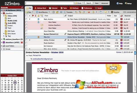 Στιγμιότυπο οθόνης Zimbra Desktop Windows 7