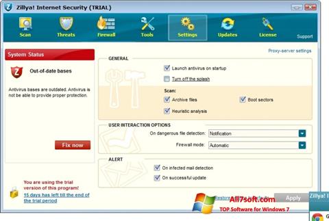 Στιγμιότυπο οθόνης Zillya! Windows 7