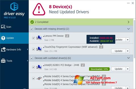 Στιγμιότυπο οθόνης Driver Easy Windows 7