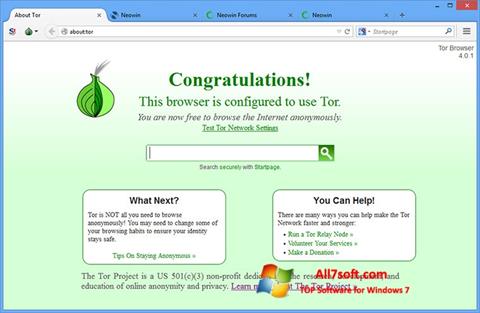 Στιγμιότυπο οθόνης Tor Windows 7