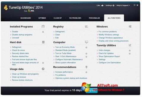 Στιγμιότυπο οθόνης TuneUp Utilities Windows 7