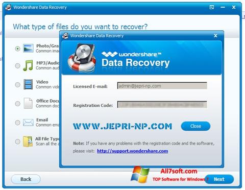 Στιγμιότυπο οθόνης Wondershare Data Recovery Windows 7