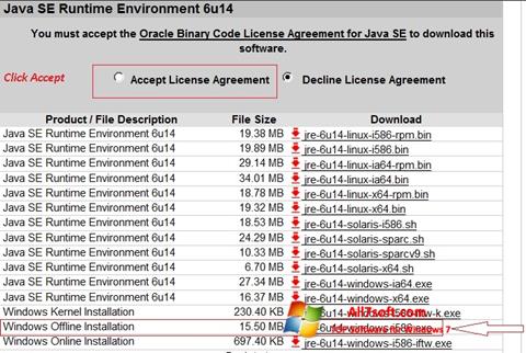 Στιγμιότυπο οθόνης Java Runtime Environment Windows 7