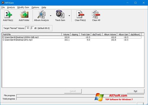 Στιγμιότυπο οθόνης MP3Gain Windows 7