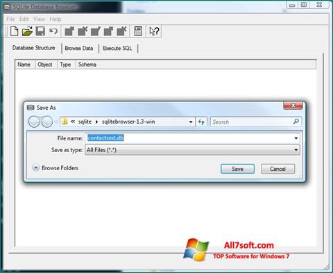 Στιγμιότυπο οθόνης SQLite Database Browser Windows 7