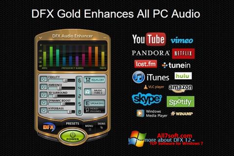 Στιγμιότυπο οθόνης DFX Audio Enhancer Windows 7