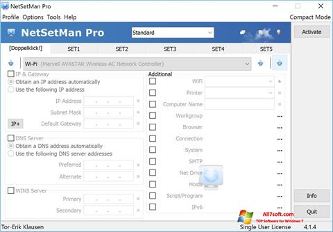 Στιγμιότυπο οθόνης NetSetMan Windows 7
