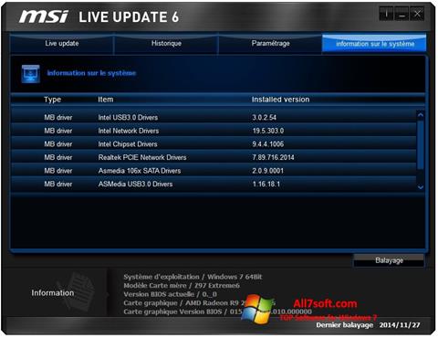 Στιγμιότυπο οθόνης MSI Live Update Windows 7
