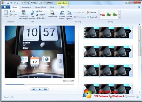Στιγμιότυπο οθόνης Windows Live Movie Maker Windows 7