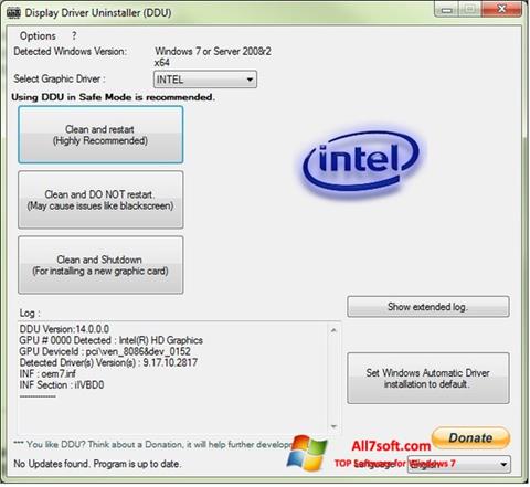 Στιγμιότυπο οθόνης Display Driver Uninstaller Windows 7