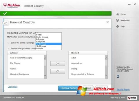 Στιγμιότυπο οθόνης McAfee Internet Security Windows 7