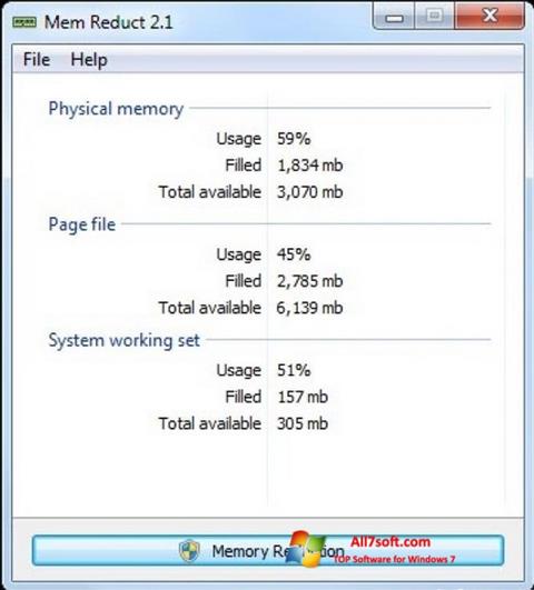Στιγμιότυπο οθόνης Mem Reduct Windows 7