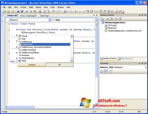 Στιγμιότυπο οθόνης Microsoft Visual Basic Windows 7