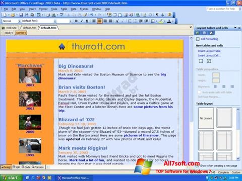 Στιγμιότυπο οθόνης Microsoft FrontPage Windows 7