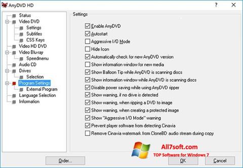Στιγμιότυπο οθόνης AnyDVD Windows 7