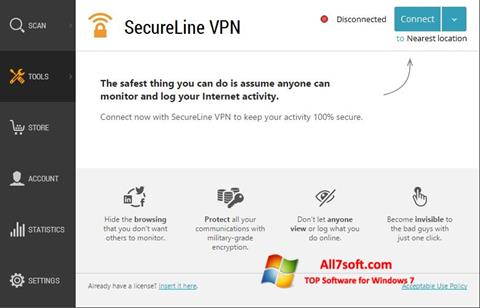 Στιγμιότυπο οθόνης Avast SecureLine VPN Windows 7