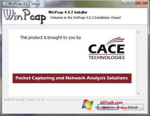 Στιγμιότυπο οθόνης WinPcap Windows 7