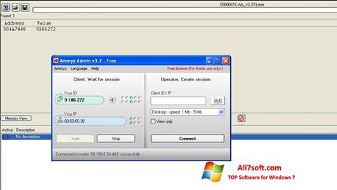 Στιγμιότυπο οθόνης Ammyy Admin Windows 7