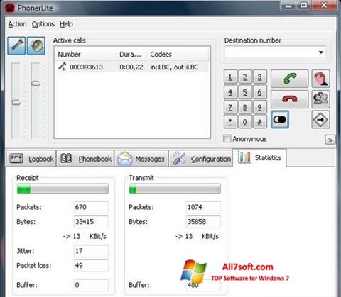Στιγμιότυπο οθόνης PhonerLite Windows 7