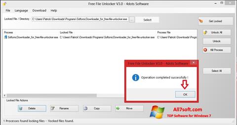 Στιγμιότυπο οθόνης Free File Unlocker Windows 7