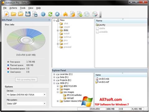 Στιγμιότυπο οθόνης Astroburn Lite Windows 7