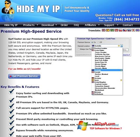 Στιγμιότυπο οθόνης Hide My IP Windows 7