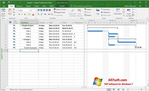 Στιγμιότυπο οθόνης Microsoft Project Windows 7