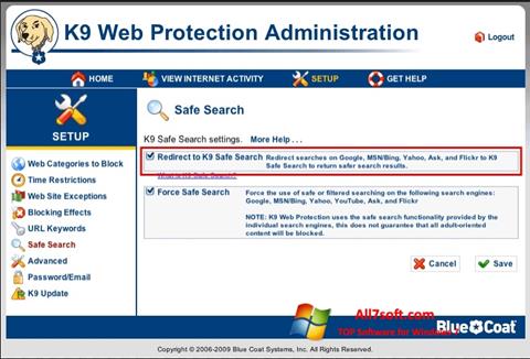 Στιγμιότυπο οθόνης K9 Web Protection Windows 7