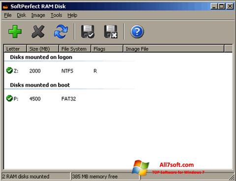 Στιγμιότυπο οθόνης SoftPerfect RAM Disk Windows 7