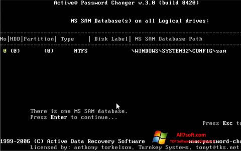 Στιγμιότυπο οθόνης Active Password Changer Windows 7