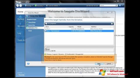 Στιγμιότυπο οθόνης Seagate DiscWizard Windows 7