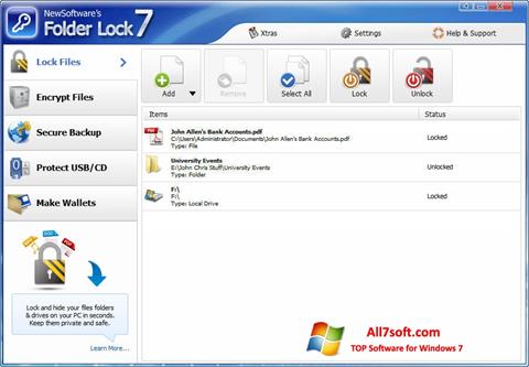 Στιγμιότυπο οθόνης Folder Lock Windows 7