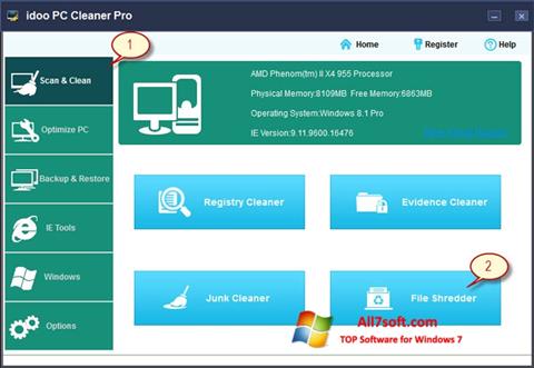 Στιγμιότυπο οθόνης PC Cleaner Windows 7