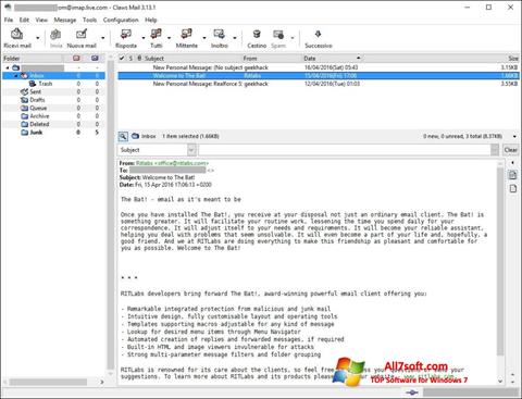 Στιγμιότυπο οθόνης Claws Mail Windows 7