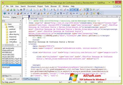 Στιγμιότυπο οθόνης EditPlus Windows 7