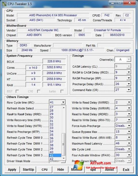 Στιγμιότυπο οθόνης CPU-Tweaker Windows 7