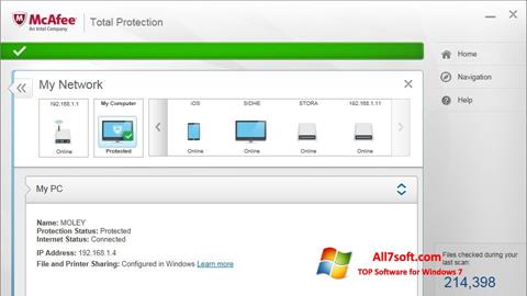 Στιγμιότυπο οθόνης McAfee Total Protection Windows 7